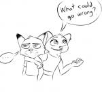 1:1 adolescent annoyed anthro black_and_white canid canine comic disney duo ear_piercing ellipsis english_text female fox gokhan16 line_art male mammal monochrome nick_wilde piercing red_fox simple_background skye_(zootopia) text true_fox white_background young zootopia