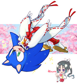 5_fingers anthro asian_clothing backflip biped blush blush_lines bottomwear cherry_blossom cherry_blossom_tree cherry_tree chibi clothed clothed_anthro clothed_human clothing cosplay crossover_cosplay duo east_asian_clothing fingers flower footwear fruit_tree gesture hair hakama hand_gesture humanoid_hands japanese_clothing jumping kariginu male male_anthro male_human midair open_mouth plant ponytail pose prunus_(flower) sandals shoes socks socks_with_sandals solo_focus sparkles spines tabi_socks text three-quarter_view tied_hair tongue tree v_sign wide_sleeves zori sa_ssssa sega sonic_the_hedgehog_(series) the_elusive_samurai hojo_tokiyuki_(the_elusive_samurai) sonic_the_hedgehog eulipotyphlan hedgehog human mammal 2023 crossover digital_media_(artwork) halftone hi_res japanese_text translation_request