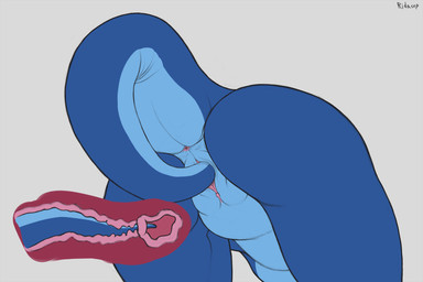 anus blue_body butt butt_shot clitoris female feral genitals internal masturbation multicolored_body non-mammal_vulva penetration rear_view simple_background solo tail tail_fetish tail_masturbation tail_play two_tone_body vaginal vaginal_penetration vulva ridasep mythology dragon mythological_creature mythological_scalie scalie 3:2 hi_res