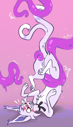 blush blush_lines female female_feral feral forced fur genitals imminent_sex innie_vulva monotone_body monotone_fur multicolored_body purple_tentacles quadruped restrained restrained_by_tentacles sex shy shy_smile simple_background solo tentacle_around_waist tentacle_sex tentacles vulva white_body white_fur worngside domestic_cat felid feline felis mammal absurd_res hi_res