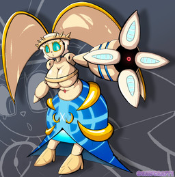 abstract_background aiming aiming_weapon arm_cannon big_breasts big_ears biped blue_body blue_eyes breasts crown female female_humanoid gold_body headgear huge_breasts machine metallic_body natural_high_heels open_mouth pokemorph red_body robot_joints solo standing tan_body tiara weapon weapon_arm yellow_body sawcraft1 fakemon nintendo pokemon mona_alpha_(al33444) generation_7_pokemon humanoid legendary_pokemon magearna pokemon_(species) project_monarch robot 2026 absurd_res hi_res