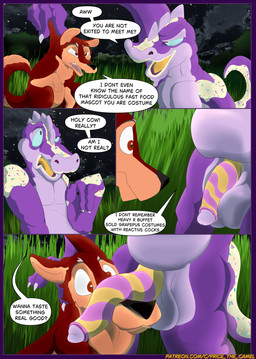 anthro border comic_panel duo feral forced forest fur genitals grass hair male male/male night nude overweight penis plant relaxing relaxings scales smile solo tail text tongue tree pricethecamel bandit_(holidaypup) grapepus_monster canid canine canis komodo_dragon lizard mammal monitor_lizard reptile scalie wolf comic english_text hi_res