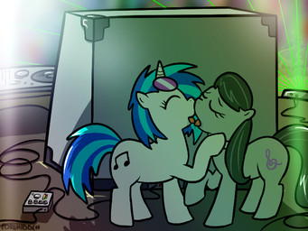 cutie_mark duo eyewear female female/female feral glasses horn kissing quadruped speaker tail onihidden friendship_is_magic hasbro my_little_pony mythology octavia_(mlp) vinyl_scratch_(mlp) earth_pony equid equine horse mammal mythological_creature mythological_equine pony unicorn 4:3