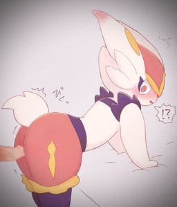 ambiguous_gender anthro anthro_focus blush butt duo faceless_character faceless_human fur genitals human_on_anthro interrobang interspecies looking_at_viewer male male/ambiguous open_mouth penis pokephilia red_body red_fur simple_background solo_focus thick_thighs white_body white_fur 0711kdes nintendo pokemon cinderace generation_8_pokemon human lagomorph mammal pokemon_(species) censored hi_res mosaic_censorship