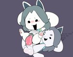 animal_genitalia animal_pussy anthro blush canine_genitalia canine_pussy clothed clothing duo female genitals hair male male/female paws penetration penis pussy simple_background text topwear vaginal vaginal_penetration white_body dizzytizzy undertale undertale_(series) bob_(undertale) temmie_(undertale) canid canine felid feline mammal tem hi_res