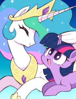 duo eyelashes eyes_closed female female/female feral horn jewelry long_eyelashes necklace prehensile_wings smile sparkles student teacher teacher_and_student wings talimingi friendship_is_magic hasbro my_little_pony mythology princess_celestia_(mlp) twilight_sparkle_(mlp) equid equine mammal mythological_creature mythological_equine unicorn winged_unicorn