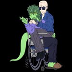 5_fingers anthro bald blue_clothing blue_jacket blue_topwear claws clock clothing disability duo eyewear female finger_claws fingers footwear freckled_face freckles green_body green_hair green_scales grey_eyes hair jacket light-skinned_male light_body light_skin long_tail male male/female on_lap paraplegic scales shoes simple_background sitting sitting_on_lap slippers sneakers sunglasses tail text topwear transparent_background vehicle watch wheelchair wristwatch yellow_sclera dopeyarts cavemanon_studios i_wani_hug_that_gator inco_(iwhtg) olivia_halford baryonyx dinosaur human mammal prehistoric_species reptile scalie spinosaurid theropod 1:1 2024 alpha_channel artist_name digital_drawing_(artwork) digital_media_(artwork) hi_res meme watermark