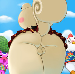 aloha_shirt alternative_fashion anthro backsack balls beak blush bodily_fluids bottomless bottomless_anthro bottomwear butt clothed clothing cloud covering covering_mouth crossdressing ear_piercing emo feathers female femboy fur genitals group heart_pupils heart_symbol looking_at_genitalia looking_at_penis low-angle_view male no_underwear outside pattern_clothing pattern_shirt pattern_topwear penis perineum piercing pink_body pink_fur plant rear_view shirt skirt sky squirrel_tail striped_clothing striped_shirt striped_topwear stripes surprised sweat tail tail_under_skirt tan_body tan_fur topwear tree trio upskirt white_body white_feathers anonymous_artist animal_crossing nintendo goose_(animal_crossing) marshal_(animal_crossing) peanut_(animal_crossing) avian bird chicken galliform mammal phasianid rodent sciurid tree_squirrel hi_res