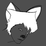 anthro bangs black_nose hair looking_at_viewer male messy_fur messy_hair short_hair simple_background smile solo white_eyes white_hair sparex_(artist) sparex_(character) canid canine canis hybrid lagomorph mammal wolf 1:1 bust_portrait colored digital_drawing_(artwork) digital_media_(artwork) greyscale headshot_portrait hi_res monochrome portrait shaded