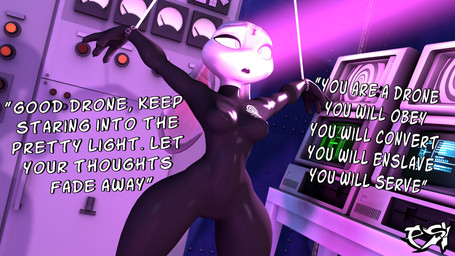 anthro black_bodysuit black_clothing black_latex black_skinsuit bodysuit bound breasts clothing dialogue drone dronification female female_anthro hands_tied hypnosis latex latex_bodysuit latex_clothing latex_skinsuit mind_control skinsuit solo spiral spiral_eyes text tight_clothing psikokinetic warfaremachine_(modeler) disney zootopia judy_hopps european_rabbit lagomorph leporid mammal oryctolagus rabbit 16:9 2025 3d_(artwork) digital_media_(artwork) english_text hi_res source_filmmaker_(artwork) widescreen