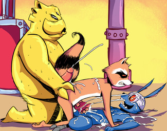 animal_genitalia animal_penis anthro balls balls_touching bodily_fluids brown_body brown_fur cum cum_on_face cum_on_own_face cum_on_self cumshot ejaculation erection frottage fur genital_fluids genitals group hot_dogging humanoid_genitalia humanoid_penis male male/male multicolored_body multicolored_fur nipples nude open_mouth orgasm penetration penile penis penises_touching sex simple_background simultaneous_orgasms smile sweat teeth tongue white_body white_fur redcoonie redprocyon t0l0k guardians_of_the_galaxy marvel blackjack_o'hare funtzel rocket_raccoon hare lagomorph leporid mammal procyonid rabbit raccoon 2018 absurd_res digital_media_(artwork) hi_res