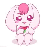 anthro female floppy_ears flower fur hair light_body light_fur monotone_body monotone_fur pink_body pink_fur pink_hair plant simple_background solo todozarashi healin'_good_precure pretty_cure rabirin_(healin'_good_precure) rabirin_(precure) lagomorph leporid mammal rabbit 1:1 hi_res