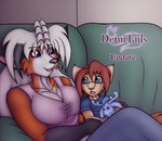 anthro duo female female/female hair plushie purple_eyes teddy_bear white_hair kb-unlimited demitails neeka sashi vikara canid canine fox hybrid mammal aunt_(lore) niece_(lore)