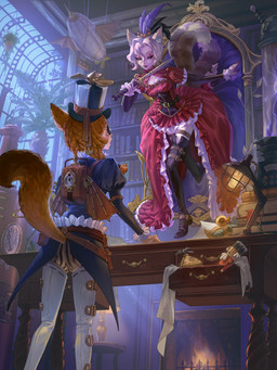 belt black_belt black_eyes book boots bottomwear buckle button_(fastener) button_eyes cleavage_cutout clothed clothed_female clothed_humanoid clothing cutout dress duo empty_eyes female female_humanoid flower footwear frilly frilly_clothing frilly_dress fully_clothed fully_clothed_female fully_clothed_humanoid glistening_eyeshadow hat headgear headwear holding_melee_weapon holding_object holding_sword holding_weapon inside legwear lipstick looking_at_another makeup melee_weapon mirror nutcracker pants pattern_bottomwear pattern_clothing pattern_pants pink_clothing pink_dress plant propeller_hat raised_tail red_lipstick rose_(flower) rubber_duck shoes smile striped_bottomwear striped_clothing striped_pants stripes sword tail thigh_boots thigh_highs vase weapon white_rose unknown_artist identity_v anne_lester bloody_queen animal_humanoid cat_humanoid felid felid_humanoid feline feline_humanoid flying_squirrel_humanoid humanoid mammal mammal_humanoid rodent rodent_humanoid sciurid sciurid_humanoid absurd_res hi_res official_art