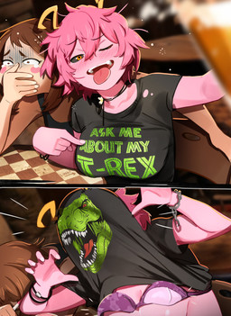 2_horns 5_fingers alcohol bar beer beverage big_breasts black_bracelet black_clothing black_sclera black_shirt black_tank_top black_topwear blush blush_lines blush_stickers bodily_fluids bra bracelet breasts brown_eyebrows brown_eyes brown_hair chain_bracelet chair clothed clothed_female clothed_human clothed_humanoid clothing colored_nails covering covering_mouth drunk duo eyebrows eyelashes female female_human female_humanoid fingernails fingers furniture green_clothing green_shirt green_text green_topwear grey_bracelet hair horn ill inside jewelry looking_at_viewer multicolored_clothing multicolored_shirt multicolored_topwear nails nausea not_furry one_eye_closed open_mouth palms pink_body pink_hair pink_skin pink_tongue pregnancy_test pupils purple_bra purple_clothing purple_underwear raised_arms raised_bra raised_clothing raised_shirt raised_topwear raised_underwear shirt short_hair sitting solo_focus substance_intoxication table tank_top tears teeth text text_on_clothing text_on_shirt text_on_topwear tongue tongue_out topwear two_tone_clothing two_tone_shirt two_tone_topwear underwear white_fingernails white_nails yellow_eyes yellow_horn khyleri my_hero_academia ashido_mina ochaco_uraraka horned_humanoid human humanoid mammal quirked_human_(my_hero_academia) 2024 absurd_res comic hi_res sequence