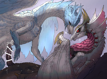 after_sex animal_genitalia animal_penis blue_body blue_scales bodily_fluids breath breathing censored_genitalia censored_penis claws cloaca cloacal_penis cum cum_drip cum_on_body cum_on_hand cum_on_penis cum_string cumshot dripping duo ear_frill ejaculation female female_on_top feral frill_(anatomy) from_front_position genital_fluids genitals gradient_background grey_body grey_scales heart_symbol horn ice_horn ice_spikes light looking_at_another lying male male/female male_on_bottom multicolored_body multicolored_scales on_back on_bottom on_top open_mouth panting penis red_eyes red_frill saliva scales seductive simple_background sweat sweatdrop teeth tongue tremble_spikes twitching wide_eyed wings yellow_eyes yellow_horn krypton_(artist) capcom monster_hunter elder_dragon malzeno velkhana 2023 censored colored digital_media_(artwork) hi_res lighting shaded
