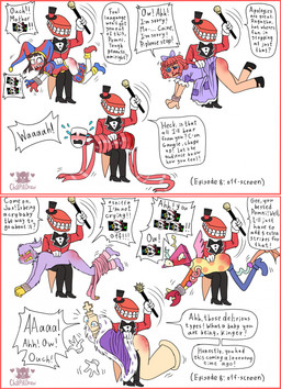 begging bodily_fluids bottomwear bottomwear_down bound butt butt_slap caine_censorship caning censor_bar censored_profanity censored_speech censored_text clothed clothing clothing_lift crying doll dress dress_lift female grawlixes group hands_tied male mask on_lap one_piece_suit partially_clothed rag_doll_(toy) reddened_butt shorts shorts_down simple_background size_difference slap spank_marks spanked_butt spanking speech_bubble tears text white_background chillpill-draw glitch_productions the_amazing_digital_circus caine_(tadc) gangle_(tadc) jax_(tadc) kinger_(tadc) pomni_(tadc) ragatha_(tadc) zooble_(tadc) animate_inanimate digital_creature humanoid lagomorph leporid living_chess_piece living_doll living_mask living_toy mammal mouth_creature rabbit english_text hi_res nonbinary_(lore)