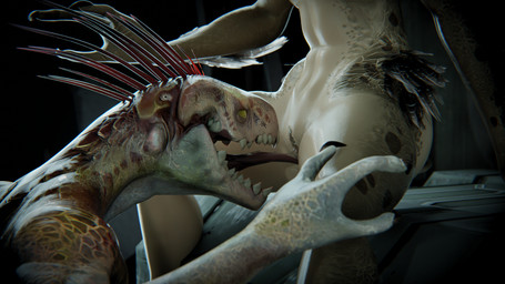 3_fingers anthro anthro_on_anthro arm_feathers arm_tuft box brown_body brown_feathers container crate cunnilingus duo feather_tuft feathers female female_anthro fingers genitals hip_tuft inside intraspecies kneeling_oral_position male male/female male_anthro nude oral quill_hair red_quills scales sex sitting tan_body tan_scales tongue tongue_out tuft vaginal vulva yellow_eyes tallion pickle_juice_(modeler) halo_(series) microsoft xbox_game_studios cor_zan t'loaki alien avian ibie'shan kig-yar reptile scalie t'vaoan 16:9 3d_(artwork) colored digital_media_(artwork) hi_res widescreen