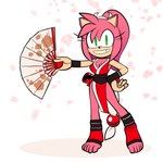 5_toes anthro breasts cleavage clothed clothing cosplay crossover_cosplay feet female fur green_eyes grin hair hand_fan hand_on_hip humanoid_feet petals pink_body pink_fur plantigrade ponytail smile solo stirrup_footwear toes lettuce_(artist) fatal_fury sega sonic_the_hedgehog_(series) the_king_of_fighters amy_rose mai_shiranui eulipotyphlan hedgehog mammal 1:1 2025 absurd_res crossover hi_res