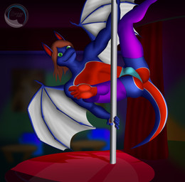 anthro clothing dancing feet legwear male membrane_(anatomy) membranous_wings pawpads paws pole pole_dancing public smile solo stockings stripper stripper_pole tail toes underwear wings scylez_(artist) mythology blaze_(draggyrune) dragon mythological_creature mythological_scalie scalie 2018 absurd_res digital_media_(artwork) hi_res portrait three-quarter_portrait