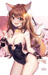 accessory breasts brown_hair choker clothed clothing colored_nails female hair hair_accessory inner_ear_fluff jewelry leotard nails necklace solo tuft squchan animal_humanoid canid canid_humanoid canine canine_humanoid fox_humanoid humanoid mammal mammal_humanoid 2021 hi_res