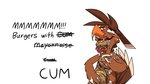 ahegao anthro beak black_text bodily_fluids brown_body brown_feathers burger cum cum_covered cum_on_beak cum_on_body cum_on_food cum_on_hand eating feather_hair feather_hands feathered_wings feathers food food_fetish food_play genital_fluids holding_food holding_object looking_pleasured male messy pseudo_hair simple_background solo text tongue tongue_out white_background wings piemations pretzel_(piemations) avian bird 16:9 hi_res widescreen