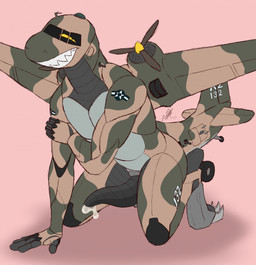 aircraft aircraft_wings airplane airplane_wings anthro back_wings bodily_fluids camo camo_print claws erection genital_fluids genitals machine male metal_wings not_furry nude nude_anthro nude_male penis propeller simple_background solo tail vehicle wheel wings yellow_eyes addiekilos aeromorph living_aircraft living_machine living_vehicle robot digital_media_(artwork) hi_res