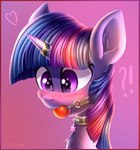 ball_gag blush choker female feral gag gagged heart_symbol horn jewelry necklace solo atlas-66 friendship_is_magic hasbro my_little_pony mythology twilight_sparkle_(mlp) equid equine mammal mythological_creature mythological_equine unicorn hi_res