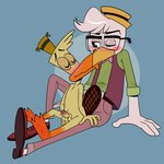 adult_on_young age_difference anthro balls blush clothing duo erection eyewear genitals glasses glistening_eyelids hat hat_only headgear headgear_only headwear headwear_only kissing male male/male masturbation mostly_nude nude young igotdragons camp_lazlo cartoon_network disney ducktales ducktales_(2017) edward_(camp_lazlo) edward_platypus gyro_gearloose avian bird chicken galliform gallus_(genus) mammal monotreme phasianid platypus 1:1