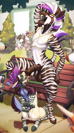 ahegao animal_genitalia animal_penis animal_print anthro anus armbinder balls bdsm bench big_dom_small_sub binder_(restraint) blindfold bodily_fluids bondage bondage_gear boots bound breath bulge clothing collar darkened_genitalia dominant drinking drinking_urine drooling duo embarrassed equine_genitalia equine_penis exhibitionism eyeliner femboy flaccid floppy_ears footwear fur gag gagged genital_fluids genitals gold_eyeshadow golden_lipstick hair hands_behind_back hoof_boots humiliation larger_male leash leashed_collar leggings legwear looking_pleasured makeup male male/male multicolored_body nude open_mouth park park_bench peeing penis petplay ponyplay public public_humiliation public_urination relieved restraints ring_gag roleplay saliva sensory_deprivation shirt shoes size_difference skinny smaller_male striped_body stripes submissive submissive_male tail tail_wraps tongue tongue_out topwear tuft urine urine_in_mouth watersports wraps zebra_print dripponi alhazred_(ralek) drip_(dripponi) canid canine canis cheetah equid equine felid feline jackal lagomorph leporid mammal rabbit wolf zebra 2025 absurd_res hi_res
