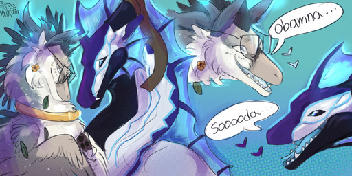 ambiguous/ambiguous ambiguous_gender black_body black_horn black_scales black_sclera blue_eyes dialogue duo feral fur grey_body grey_fur heart_symbol horn purple_body purple_scales scales shitpost text white_body white_fur white_scales hollyvardia european_mythology mythology hollyvardia_(character) saber_(saber15) dinosaur dragon dromaeosaurid mythological_creature mythological_scalie prehistoric_species reptile saurischian scalie theropod utahraptor western_dragon wyvern english_text hi_res meme