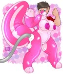 abstract_background anthro black_hair blush breasts female genitals hair inflatable inflation latex nipples nude pussy short_hair solo standing surprise transformation valve_nipple nut-case animate_inanimate living_inflatable mammal mephitid skunk 2016 hi_res