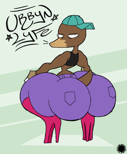 anthro baseball_cap big_butt boots bottomwear brown_body brown_fur bubble_butt butt claws clothing crop_top crouching curvy_figure denim denim_bottomwear denim_clothing eyelashes femboy footwear fur hat headgear headwear high_heeled_boots high_heels jeans knee_boots knee_highs legwear logo looking_at_viewer looking_back looking_back_at_viewer male midriff pants rear_view shirt shoes small_waist solo star_symbol text thick_thighs topwear wasp_waist whiskers wide_hips thatdawgmurray one-punch_man one_(manga) ground_dragon_(one-punch_man) eulipotyphlan mammal mole_(animal) aliasing artist_logo artist_name digital_media_(artwork) english_text hi_res signature