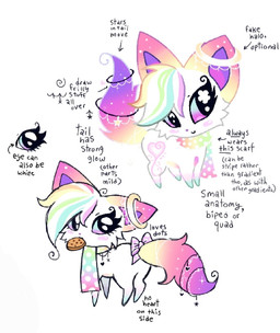black_text blue_eyes blue_sclera blush blush_stickers closed_smile clothed clothed_female clothed_feral clothing collar cookie cookie_in_mouth eyelashes female female_feral feral food food_in_mouth fur gradient_ears gradient_eyes gradient_fur gradient_hair gradient_scarf gradient_tail hair halo mouth_closed multicolored_ears multicolored_hair multicolored_scarf multicolored_tail pattern_clothing pattern_scarf pink_bow polka_dot_bow polka_dot_scarf polka_dots purple_eyes purple_inner_ear purple_nose purple_sclera rainbow_collar rainbow_ears rainbow_hair rainbow_scarf rainbow_tail scarf simple_background smile solo sparklefur spots spotted_bow spotted_clothing spotted_scarf tail text white_background white_body white_fur white_hair chatoyancy domestic_cat felid feline felis mammal 2024 digital_drawing_(artwork) digital_media_(artwork) english_text hi_res model_sheet multiple_images