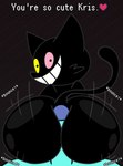 bouncing_butt butt butt_focus dialogue feral genitals heart_symbol hot_dogging looking_at_viewer looking_back male male/male penis sex talking_to_another skeletonhearts deltarune undertale_(series) friend_(deltarune) domestic_cat felid feline felis mammal hi_res