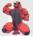 abs anthro balls bedroom_eyes big_pecs big_penis black_body black_fur chest_tuft crouching erection flexing flexing_bicep fur genitals green_eyes grey_body grey_fur male multicolored_body muscular muscular_anthro muscular_arms muscular_male muscular_thighs narrowed_eyes pecs penis pose presenting pubes red_body red_fur seductive simple_background smile smirk solo tuft yellow_sclera naistop nintendo pokemon generation_7_pokemon incineroar pokemon_(species) 2023 absurd_res digital_drawing_(artwork) digital_media_(artwork) hi_res signature