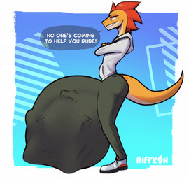 ambiguous_gender ambiguous_prey anthro anthro_pred ball_bulge balls_outline big_bulge body_outline bottomwear bulge clothed clothed_anthro clothed_male clothing cock_vore crossed_arms detailed_bulge dialogue duo face_imprint fatal_vore footwear freckled_face freckles fully_clothed fully_clothed_anthro fully_clothed_male genital_outline genitals hand_imprint hoodie huge_bulge hyper hyper_bulge imminent_death imprint looking_down male male_anthro male_pred mohawk multicolored_body multicolored_scales pants penile penis penis_outline scales shoes side_view simple_background smile sneakers speech_bubble squirming struggling struggling_prey tail talking_to_prey text topwear unwilling_prey vore rifykoh draven_(rifykoh) lizard reptile scalie 2d_animation animated digital_media_(artwork) english_text motion_tweening