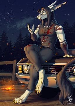 anthro barefoot black_bottomwear black_clothing black_hair black_markings black_pants black_sclera black_tail black_topwear bottomwear claws clothed clothing crossed_legs ear_piercing ear_stud facial_piercing feet fence finger_claws grass hair male male_anthro markings narrowed_eyes night nose_piercing nose_ring notched_ear pants piercing plant ring_piercing septum_piercing septum_ring sitting smoke smoking solo star tail tail_tuft toe_claws topwear tree tuft white_body yellow_claws yellow_eyes cereus93 mythology dragon mythological_creature mythological_scalie scalie hi_res