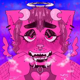 anthro bodily_fluids breasts breath claws clothing drooling female fishnet_clothing glistening glistening_breasts halo mouth_shot open_mouth panting saliva solo submissive petramcbiteybite petra_(petramcbiteybite) domestic_cat felid feline felis mammal 1:1 hi_res