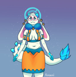 anthro belly breasts crystal ears_back eyewear female glasses horn long_ears magic navel pivoted_ears solo tail wide_hips kotani atlyss mythology angela_flux hybrid kubold_(atlyss) lagomorph mammal mythological_creature mythological_scalie oathkin_(atlyss) poon_(atlyss) scalie hi_res