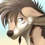 anthro female fur hair simple_background smile solo hitmore canid canine mammal 1:1