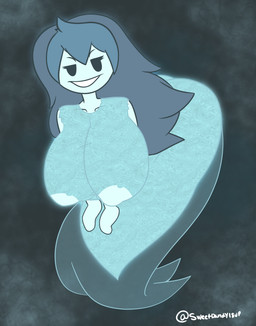 big_breasts breasts cleavage clothed clothing female huge_breasts looking_at_viewer not_furry solo monamania spooky's_jump_scare_mansion spooky_(sjm) ghost humanoid spirit absurd_res hi_res signature