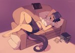 5_toes barefoot book breasts clothed clothing feet female furniture lying navel on_back sleeping sofa solo toes iwbitu yubi_clearsky humanoid hybrid scalie 2019 digital_media_(artwork)