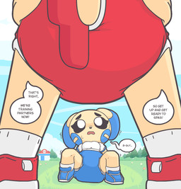 anthro arm_support black_eyebrows black_nose black_sclera black_text blue_body blue_clothing blue_ears blue_footwear blue_fur blue_shirt blue_shoes blue_sky blue_topwear bodily_fluids breasts building clothed clothed_anthro clothed_female clothing cloud day dialogue diaper diaper_cover diaper_under_clothing duo eyebrows eyelashes female female_anthro field fingers flower footwear fur grass hands_on_hips hands_on_own_hips leaning leaning_backward medium_breasts multicolored_body multicolored_clothing multicolored_ears multicolored_footwear multicolored_fur multicolored_shirt multicolored_shoes multicolored_topwear nervous open_mouth orange_flower outside plant pokemon_center rear_view red_body red_clothing red_flower red_footwear red_fur red_shoes red_tail scared shirt shoes shrub sitting sky sneakers socks speech_bubble standing stuttering sweat sweaty_face tail talking_to_another tan_ears tan_tail text topwear tree two_tone_body two_tone_clothing two_tone_ears two_tone_footwear two_tone_fur two_tone_shirt two_tone_shoes two_tone_tail two_tone_topwear wearing_diaper white_body white_clothing white_eyes white_flower white_footwear white_fur white_shirt white_shoes white_socks white_topwear yellow_flower baggashame nintendo pokemon mimi_(baggashame) pipi_(baggashame) generation_3_pokemon mammal minun plusle pokemon_(species) rodent 2026 english_text hi_res