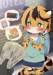 ambiguous_gender anthro biped black_body black_fur blush clothed clothing detailed_background duo female fur hair holding_money holding_object money multicolored_body multicolored_fur multicolored_tail open_mouth orange_body orange_fur prostitution tail thought_bubble white_body white_fur young dagasi nintendo nintendo_switch kohaku_(dagasi) felid mammal pantherine tiger 2024 hi_res