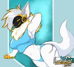 anthro areola areola_slip clothing crop_top female looking_at_viewer lying machine on_side panties pose shirt solo topwear underwear heatzone juno_(my_furry_protogen) protogen