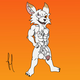 abs anthro balls beard big_balls big_penis black_nose blind_eye body_hair chest_hair chest_tuft claws eye_scar facial_hair facial_scar fur genital_piercing genitals hand_on_hip looking_at_viewer male manly multicolored_ears muscular muscular_anthro muscular_arms muscular_legs muscular_male muscular_thighs nipples nude orange_sclera penis penis_piercing piercing scar scruffy sharp_teeth short_male showing_teeth simple_background small_but_hung smile solo standing teeth thick_thighs tuft vein veiny_penis white_body white_fur heselqvulpo league_of_legends riot_games tencent kled_(lol) yordle 1:1 hi_res