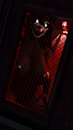 alarm anthro areola bared_teeth barred_window big_areola big_breasts big_nipples black_body black_fur black_hair black_nipples bone breasts claws dark_areola dark_nipples door fangs female fur glowing glowing_eyes hair huge_breasts inside long_hair looking_at_viewer nipples open_mouth puffy_nipples sharp_teeth skull skull_head solo teeth teeth_showing wide_hips shadowhunter206 scrag_(modeler) scp_foundation scp-1471-a canid canine canis malo mammal wolf 3d_(artwork) 9:16 absurd_res digital_media_(artwork) hi_res