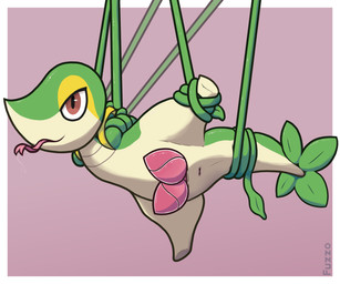 2_penises animal_genitalia animal_penis anus bdsm bodily_fluids bondage bound countershading erection feral forked_tongue genital_slit genitals green_body hemipenes leaf leaf_tail male markings multi_genitalia multi_penis multicolored_body penis plant saliva saliva_on_tongue saliva_string self-bondage seminal_groove simple_background solo tail tan_body tan_countershading tongue tongue_out two_tone_body vine_bondage vines yellow_markings fuzzo nintendo pokemon generation_5_pokemon pokemon_(species) scalie snivy 2024 6:5 absurd_res hi_res