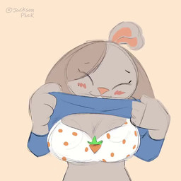 anthro big_breasts biped black_eyebrows black_eyes blue_bottomwear blue_clothing blue_pants blue_shirt blue_topwear blush blush_lines bottomwear bouncing_breasts bra breast_drop breasts brown_hair buckteeth cleavage clothed clothing clothing_lift eyebrows eyes_closed female female_anthro fur grey_body grey_breasts grey_fur grey_hands hair holding_clothing holding_object holding_shirt holding_topwear looking_at_viewer mature_anthro mature_female navel pants pattern_bra pattern_clothing pattern_topwear pattern_underwear pink_inner_ear pink_nose pose presenting presenting_breasts pupils revealing_breasts shirt shirt_lift small_eyebrows smile solo teeth topwear tuft underwear jacksonpluck lagomorph leporid mammal rabbit 1:1 2024 2d_animation animated colored digital_media_(artwork) frame_by_frame no_sound shaded short_playtime signature webm